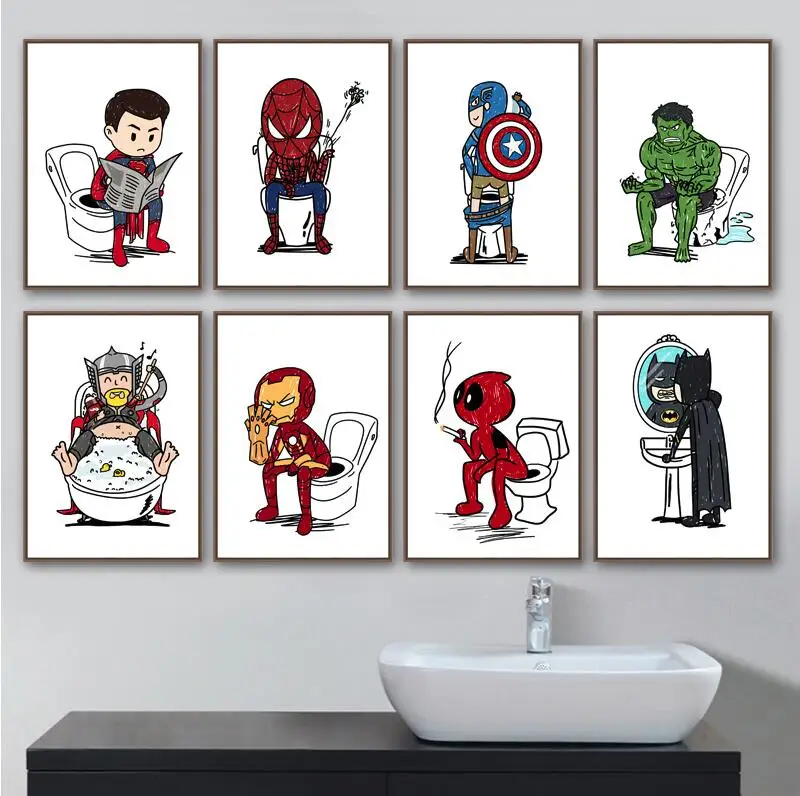 

Prints and Posters Canvas Painting for Living Room Super Hero iron Man Hulk Deadpool Batman Picture Home Decor Wall Art Picture