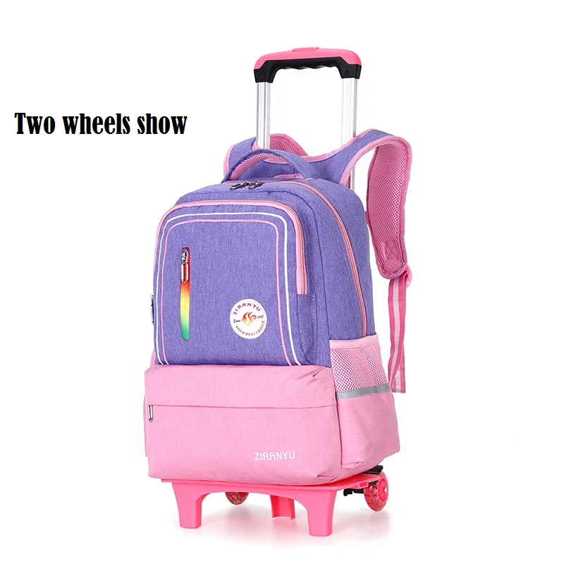Школьные сумки на колесиках для девочек, Mochila Escolar, женский рюкзак, детский, Plecak, Szkolny, водонепроницаемый, Zaino, Scuola, школьный портфель на колесиках - Цвет: Two wheels