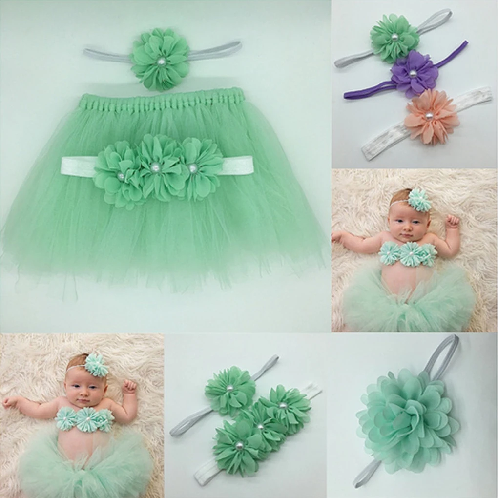 hand footprint makers baby kit Baby Newborn Photography Props Cute Princess Infant Costume Outfit With Flower Headband Accesssories Baby Girls Dress Tutu Skirt baby boy souvenirs and giveaways	