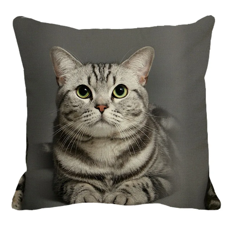 

XUNYU 45cmx45m Cute Animal Somali cat pattern Linen Comfortable Cushion Cover Living Room Sofa Decoration Pillow Cover YH007