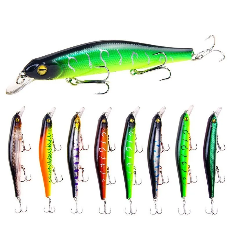 

1pcs Fishing Lure Minnow 12.5cm/17.7g Topwater Artificial Bait 3d Eyes Plastic Wobblers Tackle Pesca Far-casting Magnet System