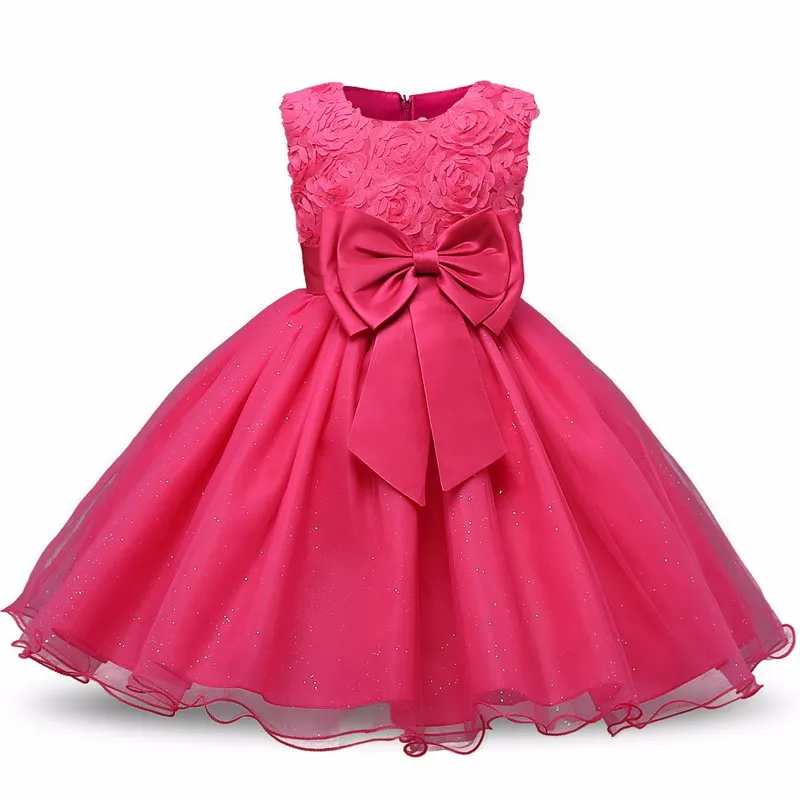 O-neck Sleeveless Bow Floral Waist Princess Flower Girl Party Dress