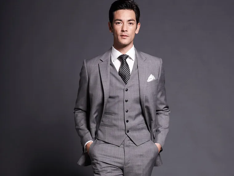 9181 5 De Réductiontuxedos De Marié Gris Clair Sur Mesure 3 Pièces Costumes De Bal De Mariage Pour Hommes Blazer Masculino Slim Fit Costume De