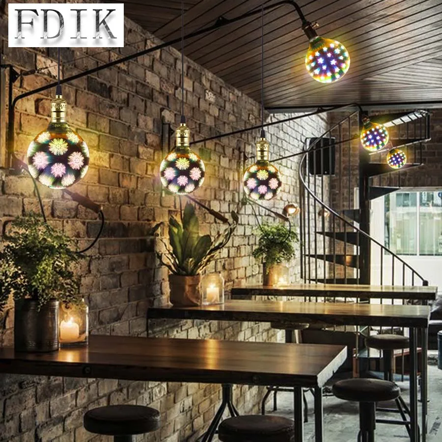Xmas Decoration Light E27 4W 3D LED Bulb A60 G95 G125 Firework Butterfly Starry sky Snowflake Dazzle Color Edison bulbs Xmas Decoration Light E27 4W 3D LED Bulb A60 G95 G125 Firework Butterfly Starry sky Snowflake Dazzle Color Edison bulbs