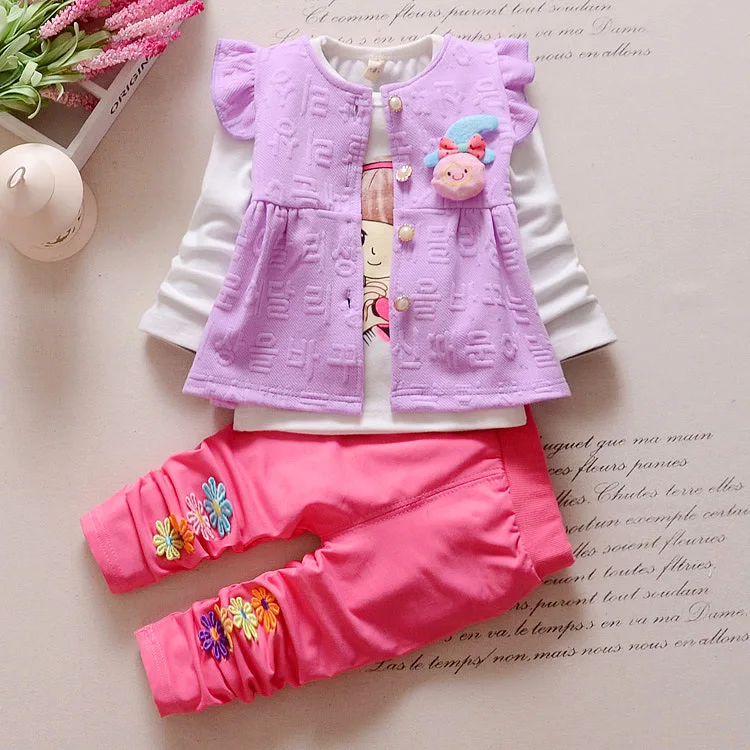 

Baby Girl Clothes Set 2018 Korean Vest + Long Sleeved T-shirt Tops + Pants 3PCS Infant Clothing Outfits Kids Bebes Jogging Suits