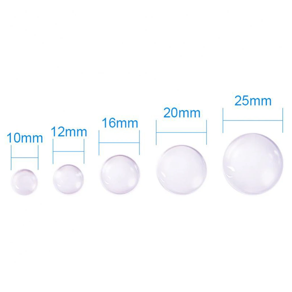 50pcs Crystal Clear Round Cabochon Flat Back Glass Dome Tile Jewellery Making,25mm, 20mm, 16mm, 12mm, 10mm