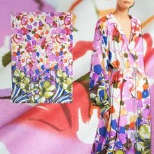 Абстрактный цветной односторонний цветочный чистый шелк с рисунком Креп Де Шин ткань, 14 Мамми, шитье для платья, юбки, рубашки, craf by the yard