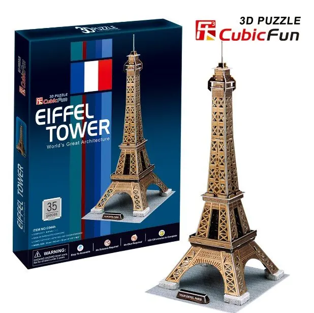 

Original Cubicfun 3D puzzle paper model toy stereo DIY model C044H golden Eiffel Tower - New Gift free shipping