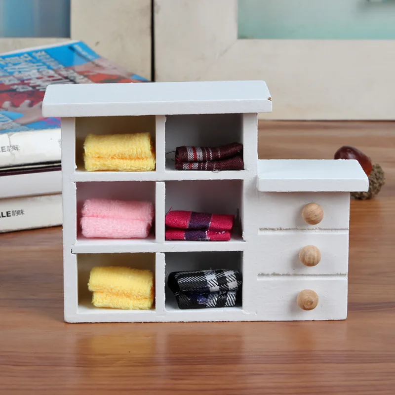 

Wood White Cabinet Mini Furniture Miniature Fairy Garden Craft Home Decor Wedding Decoration
