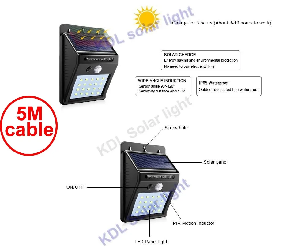 30 светодиодный 500lm Солнечный свет раздельный монтаж pIR motion 3 senser QLTEG 450LM La IP Новый 2018