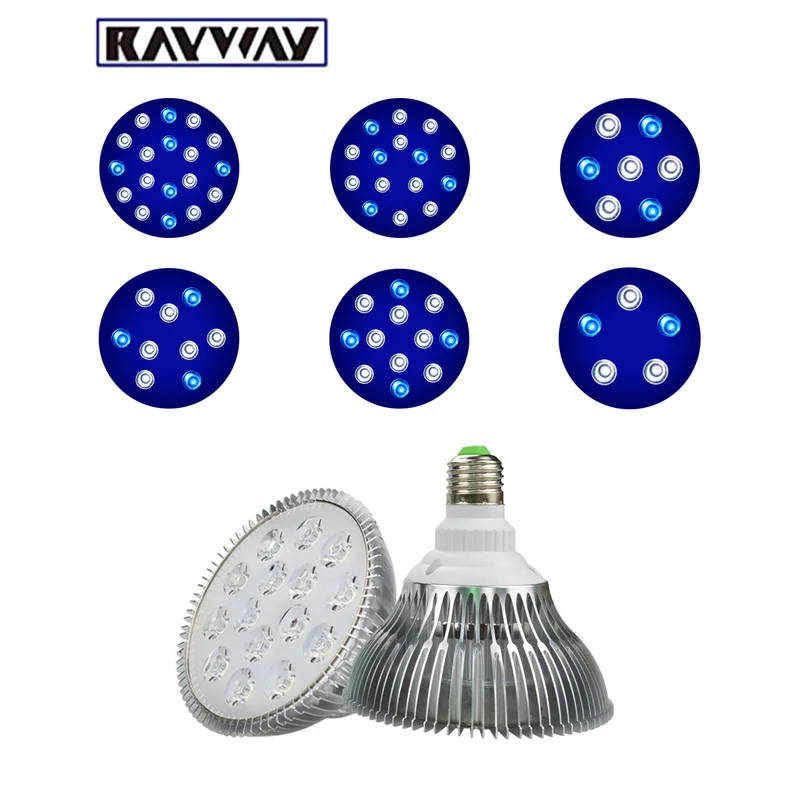Baratos RAYWAY E27 led acuario planta de luz PAR38 bombilla rampe led acuario iluminación de agua salada arrecife de Coral Grow lámpara peces decoración de tanque