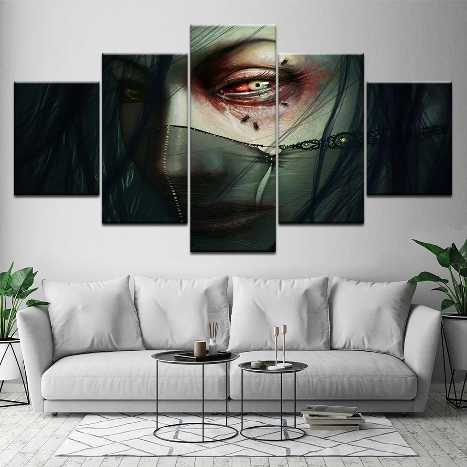 

Canvas Painting Masked Woman 5 Pieces Wall Art Painting Modular Wallpapers Poster Print for living room Home Decor