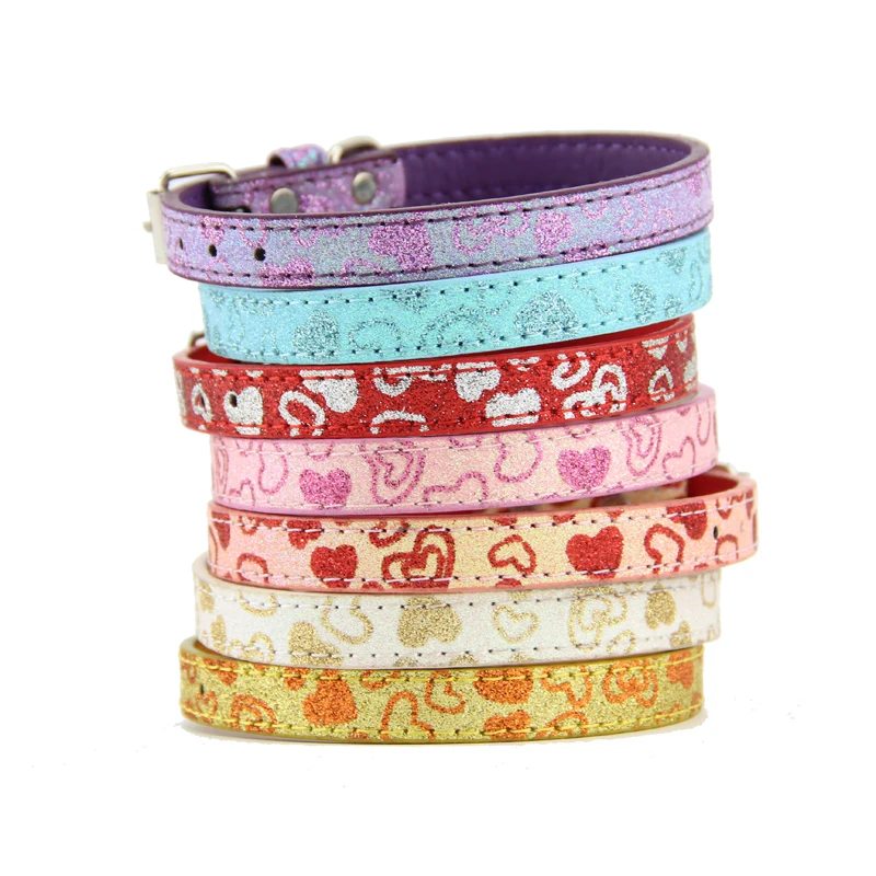 New Design Personalized dog collar with shiny Glitter Powder Small pet