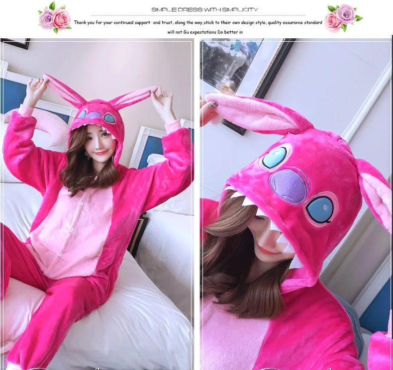 Kigurumi Onesie cosplay Зима животных синий и красный Ститч звезда для взрослых унисекс с капюшоном пижамы для взрослых комбинезон