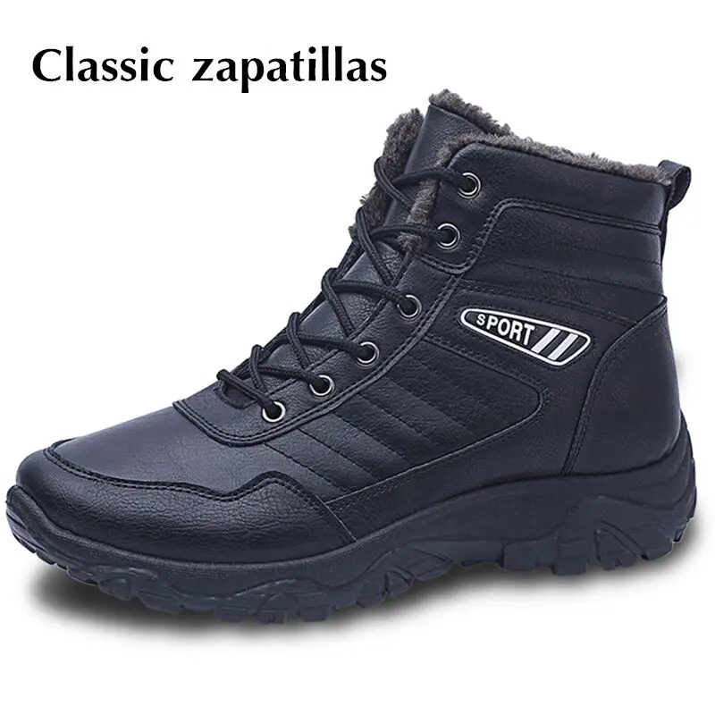 

Snow Boots Men PU Leather Winter Shoes Men Waterproof Rain Boots For Winter Ankle Boots Male Warm Casual Botas Hombre