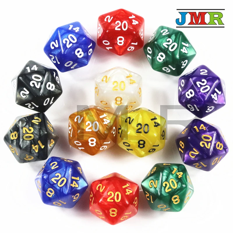 

Top Quality Marble Effect 10PCS TRPG Pearlized D20 Dice for Dungeons & Dragons 20 Sided Data Desktop Game
