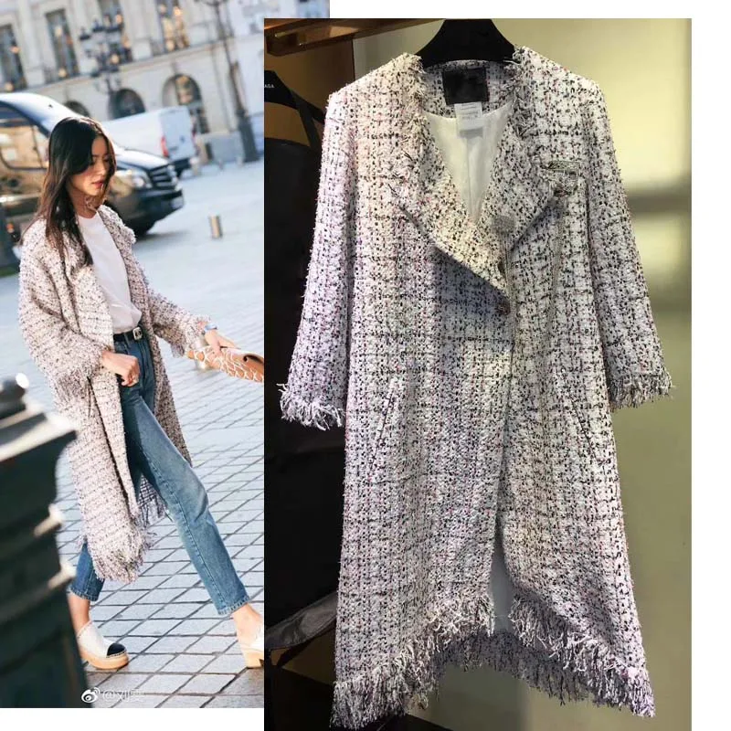 Новое пальто Женская мода fring край windbeaker casaco feminino Весенняя длинная куртка Женское