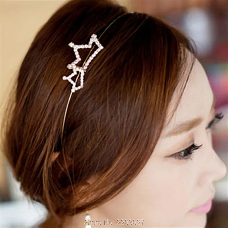 Korean Fashion font b Women s b font Alloy Double Crown of Fine Gold Crystal studded