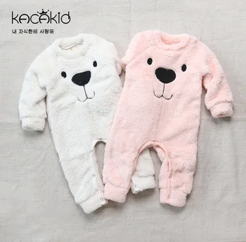 

0-2T Winter Warm Unisex Infants Baby Romper Cute Bear Pattern Warm Kids Boy Girl Baby Rompers Warm Comfort Kids Baby Romper