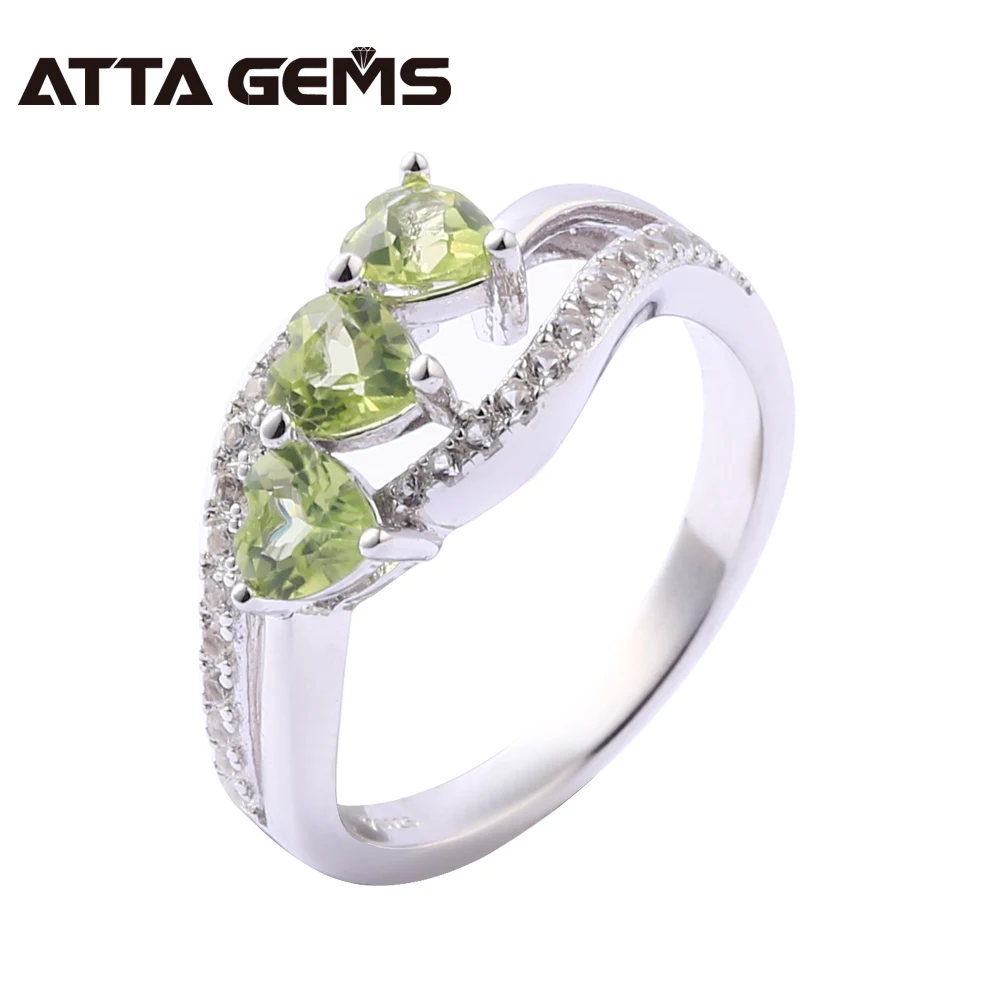 

Natural Peridot Sterling Silver Women Rings 1.5 Carats Natural Peridot August Birthstone Party Birthday Gifts Top Jewelry Brand
