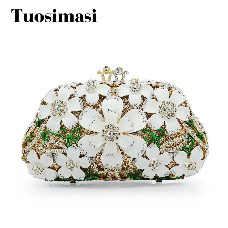 

Ladies Bling Bag Flower Pattern Evening Bag Blue Luxury Crystal hollow out Evening Clutch Bag gold crystal Clutch(HS-0311)