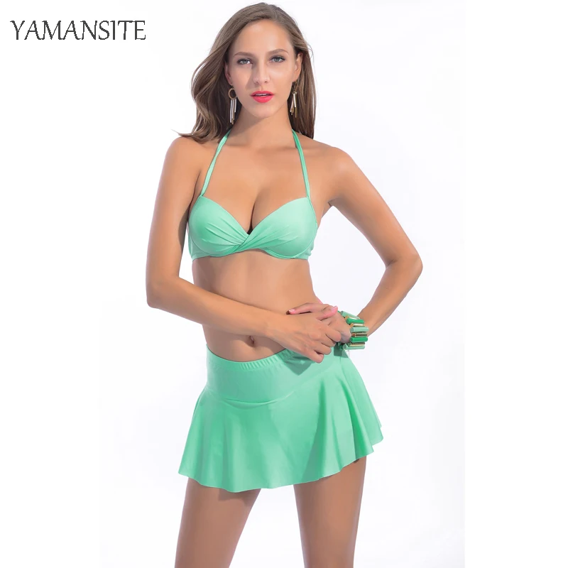 JINYITE Swimsuit Skirt Bikini Set Push Up Bra 2017 Women's Swimming