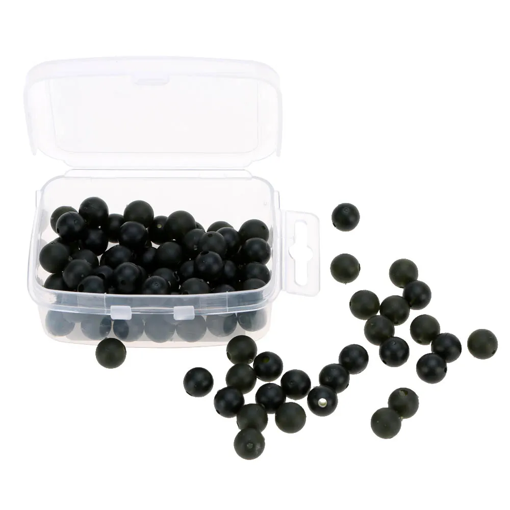 100pcs Round Soft Rubber Beads Carp Fishing Beans Black Floating Rig