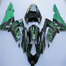 Индивидуальные обтекатель-для ниндзя ZX 10R 04 05 ZX-10R 2004 2005 ZX10R зеленый пламя обтекатель. наборы туалетных принадлежностей