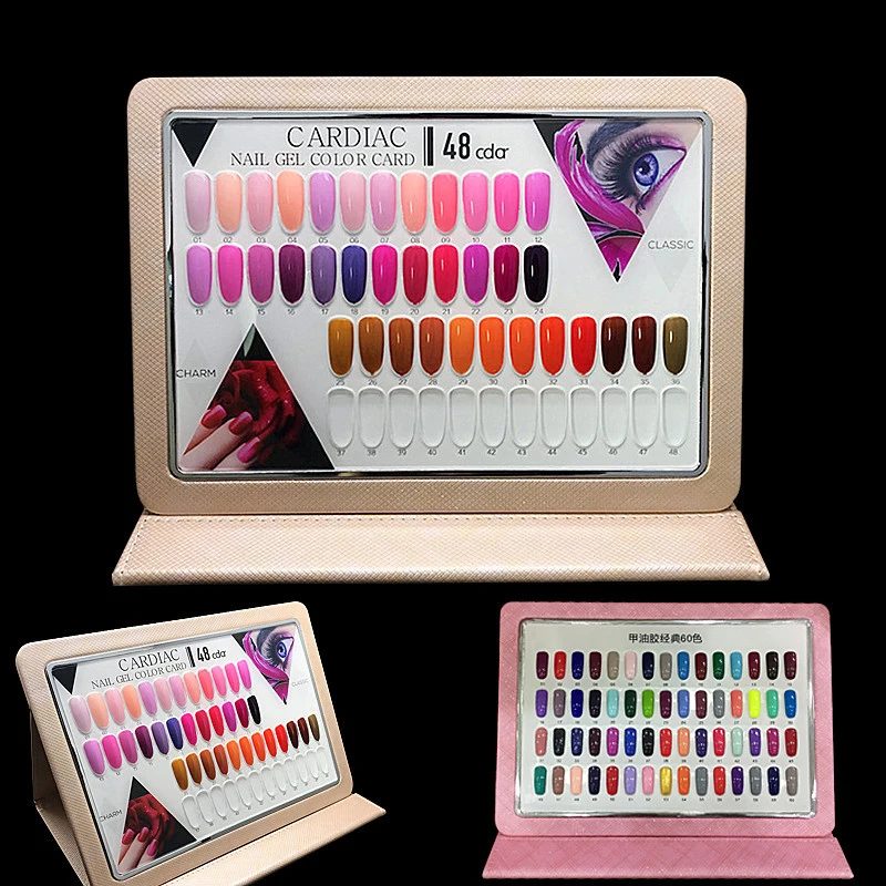 

24/36/48/60 Colors Nail Art Display Board Nail Art Color Card Display Book Nail Color Card Gold Pink