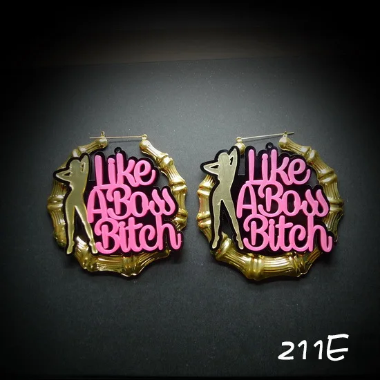 211e Basketball Wives Large Bamboo Like A Boss Customized 211e Basketball Wives Large Bamboo Like A Boss Customized Acrylic Earrings