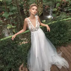 Vestido de noivsex кружевное свадебное платье 2019 с аппликацией, с открытой спиной, 3D, цветы, пляжные, на заказ, сказочное белое, слоновая кость