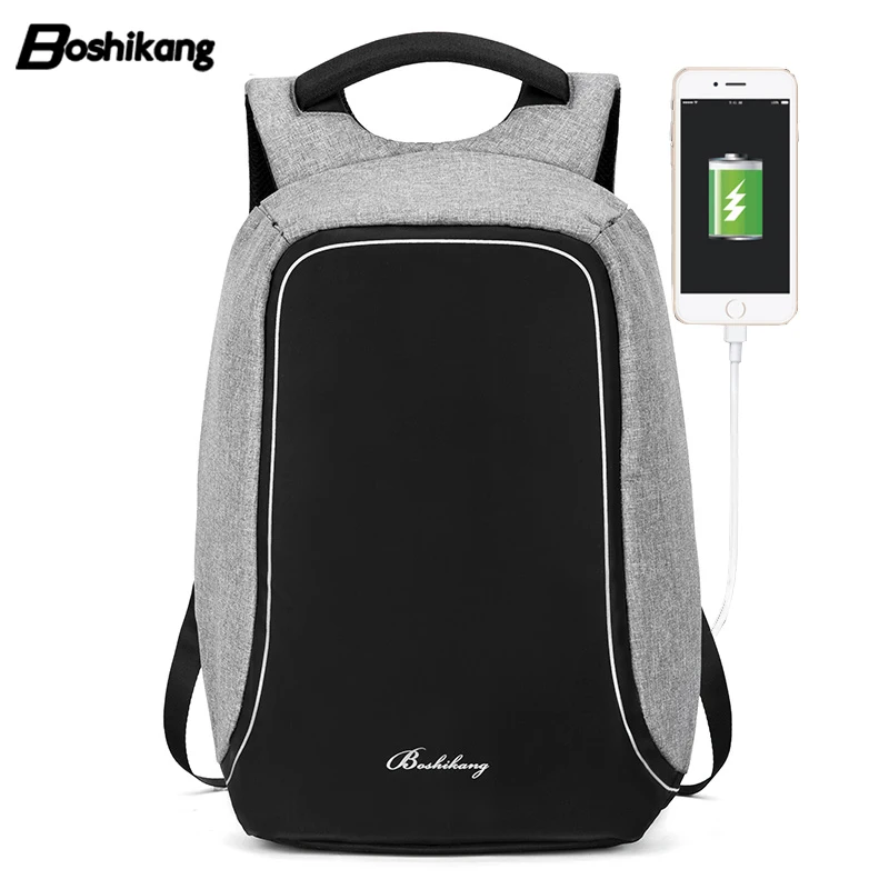 

Boshikang Anti-thief USB Recharging Men Backpack Brand Design Men Business Laptop Bag Fashion Backpack Travel School Bag For Boy