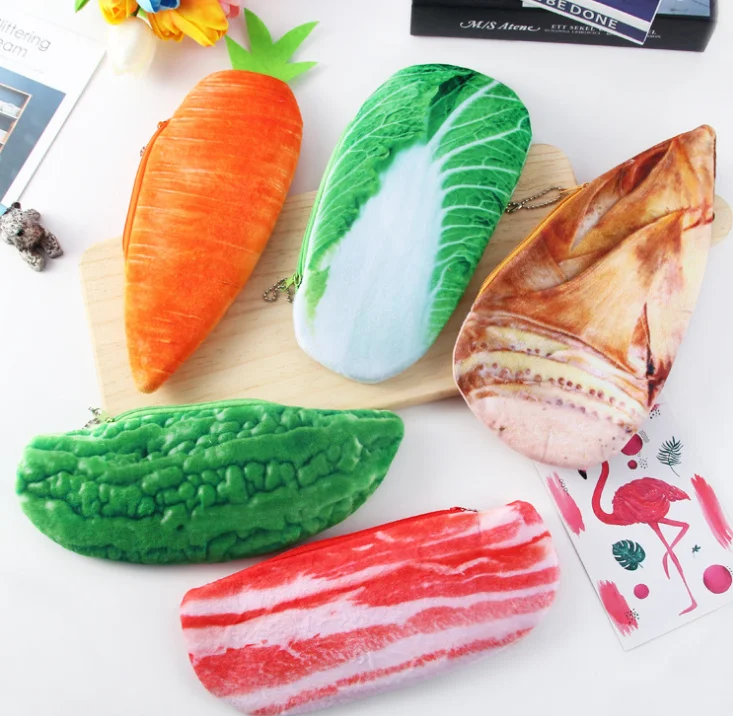 

5Vegetables, Carrot Etc. 20-23CM approx. plush purse , gift plush coin pencil bag pouch , plush pouch
