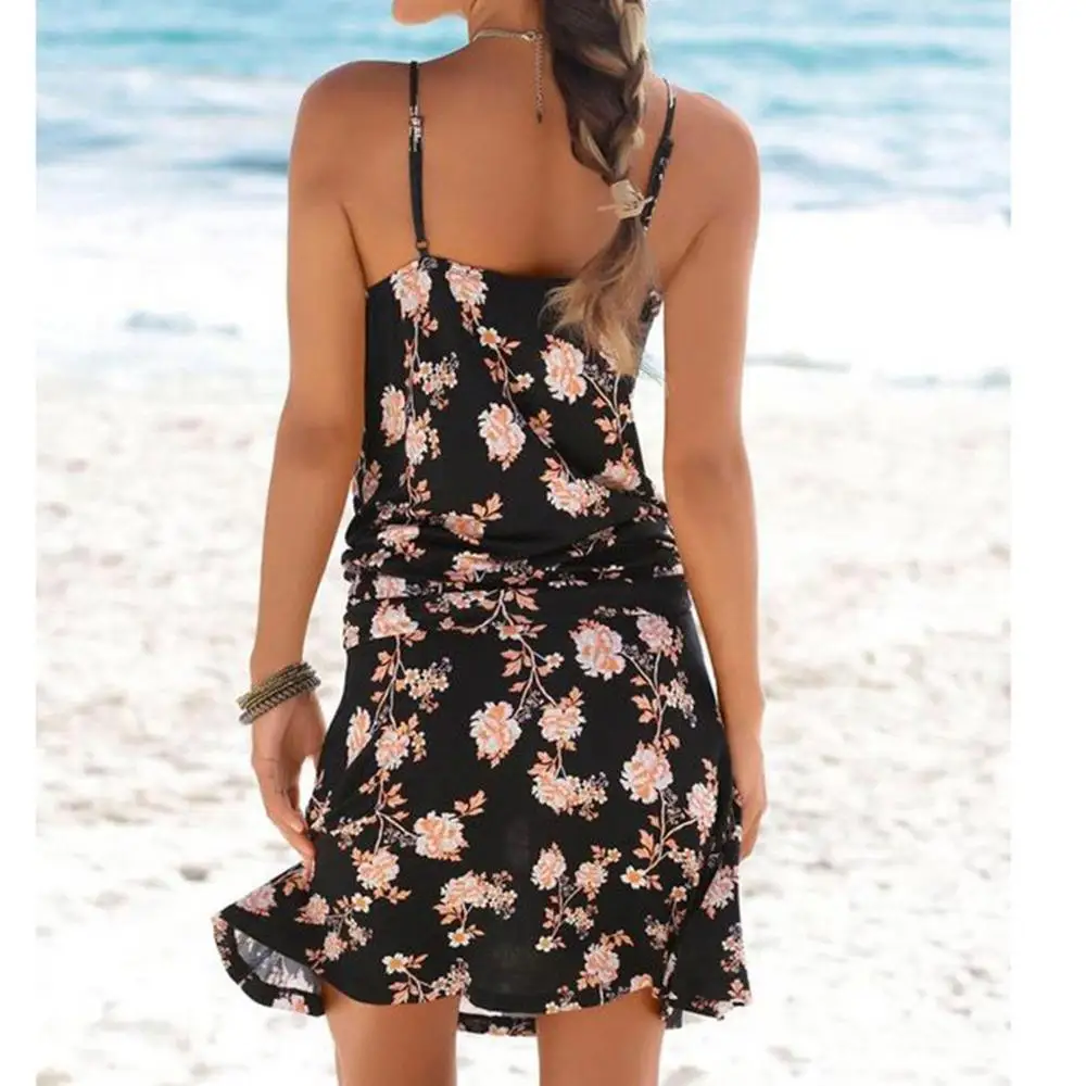 

Women Casual Bohemia Printed Sleeveless Party Beach Dress Sundress