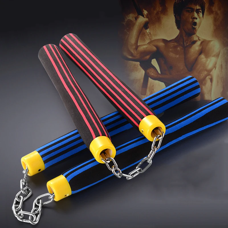 Брюс Ли Nunchakus боевых искусств Фитнес тренировки кунг-фу Нержавеющая сталь EVA Губка Nunchakus ушу тренажеры для взрослых