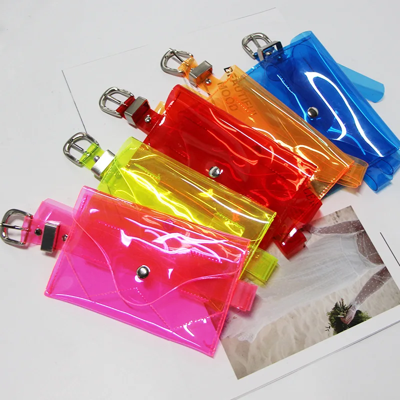 

2019 Fashion pink fanny pack transparent Neon Bag kids waist bag women Summer pvc mobile phone bum belt bag kids fanny pack