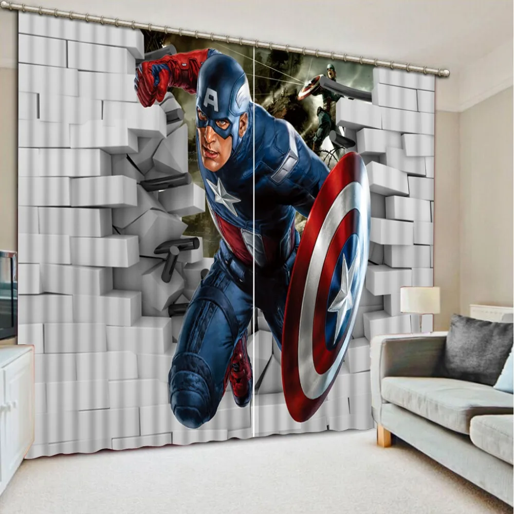 

Bedding room 3D Curtains cartoon brick New style modern style 3d curtains Factory diret sale