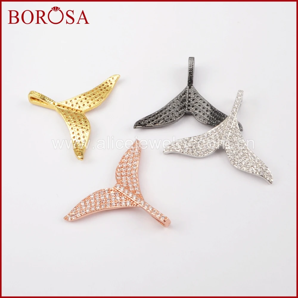 

BOROSA 20PCS Fashion Mix Color CZ Tiny Stone Cubic Zirconia Pave Fishtail Charm Jewelry Pendant for DIY Drusy Necklace WX617