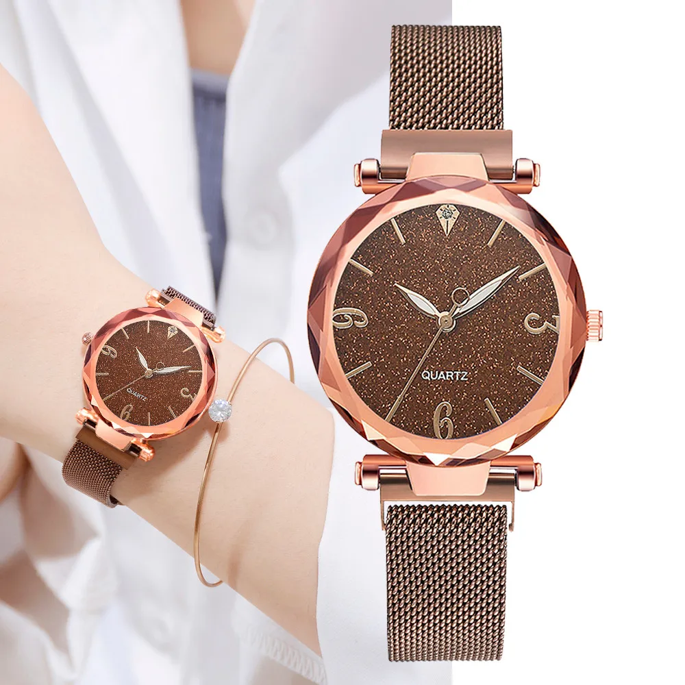 

Fashion Simple And Simple Scale Star Sky Dial Mesh With Quartz Women's Watch