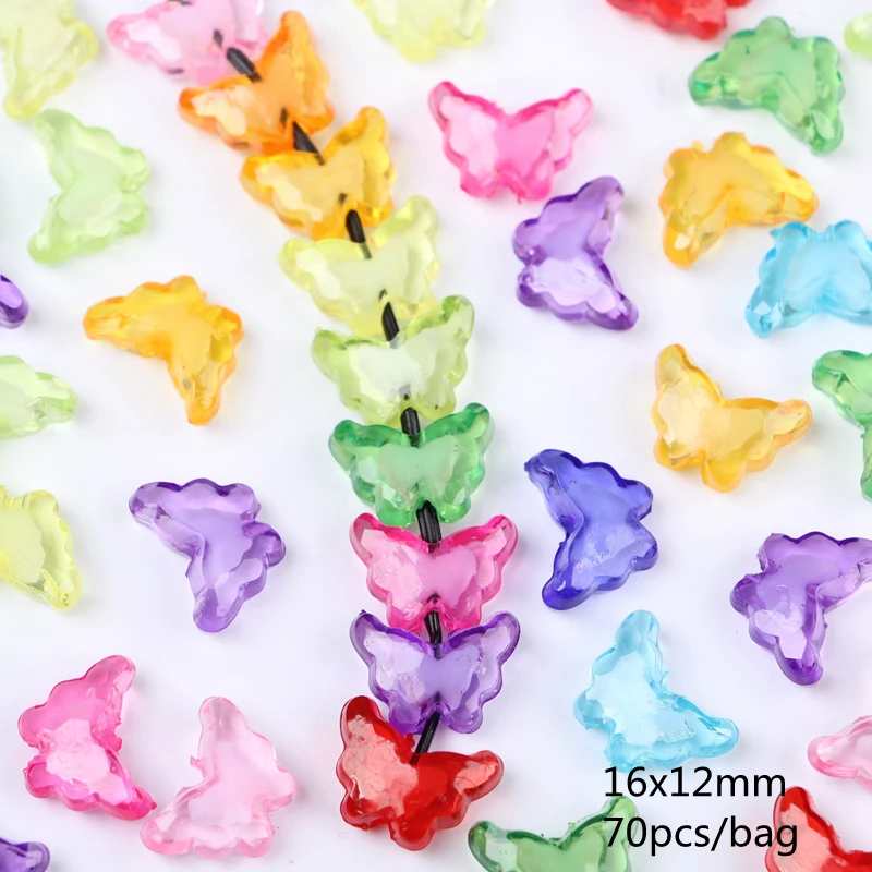 

70PC/Bag 16x12mm Acrylic Transparent Butterfly Beads with Internal Bead Colorful DIY Handmade Jewelry Accessories Factory Outlet