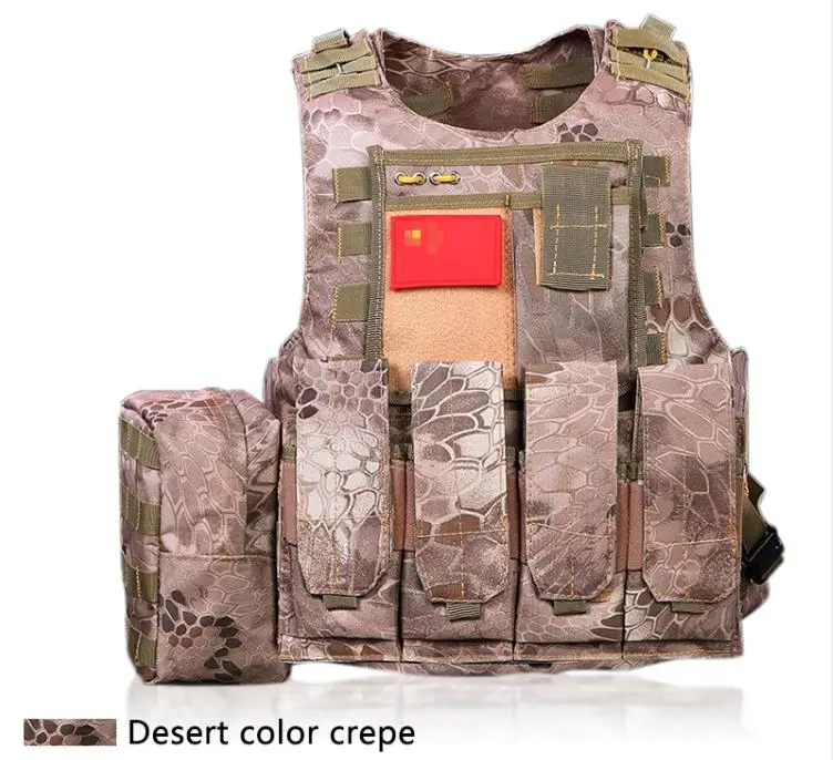 Children outdoor multi-function Tactical vest Men military combat vest Camouflage vest - Цвет: Desert color crepe