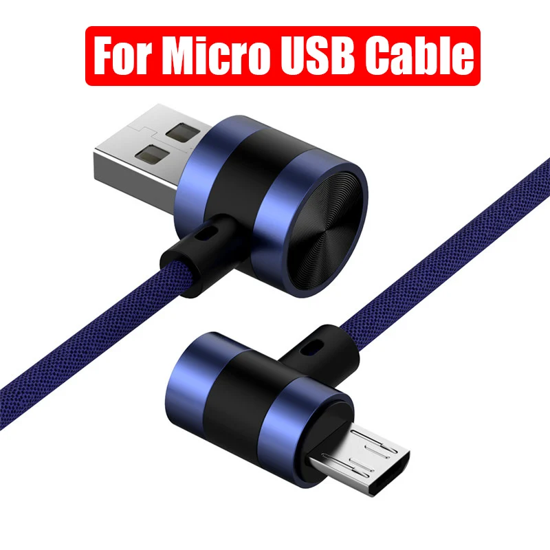 90 градусов USB C Micro USB 8-контактный кабель для iphone Xs max Xr X 8 7 6 plus 6s 5 s plus Быстрая зарядка кабель для передачи данных для мобильного телефона - Цвет: Blue For Micro