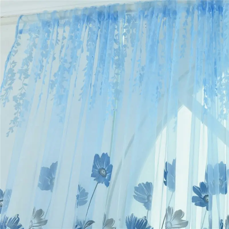 Оконная занавеска s 1 м* 2 м, прозрачная вуаль, тюль для спальни, гостиной, подвесной декор, балкон, с рисунком тюльпана, занавес от солнца