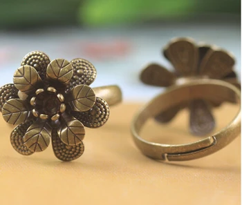 

100pcs/lot antique bronze 18*5mm brass based ring setting jewelry findings