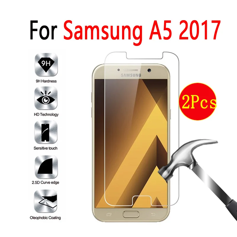 2 шт закаленное стекло для Samsung Galaxy A3 A5 A7 2017 Защитная пленка экрана на A 3 5 7 A320 A3200 A520F