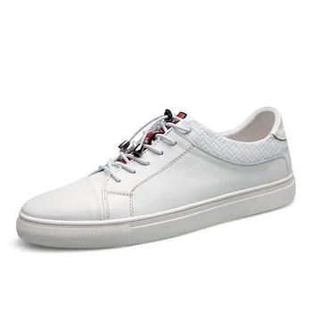 

Genuine Leather Classics Style Men's Skateboarding Shoes Outdoor Walking Elastic Band Sport Shoes Comfortable Athletic Shoes Man