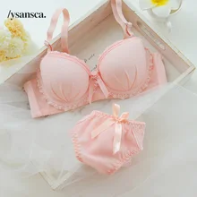 Новое сексуальное женское нижнее белье, комплект с бюстгальтером, кружевное белье с цветочным рисунком, комплект с милым бантом, винтажный комплект с вышивкой пуш-ап и трусиками