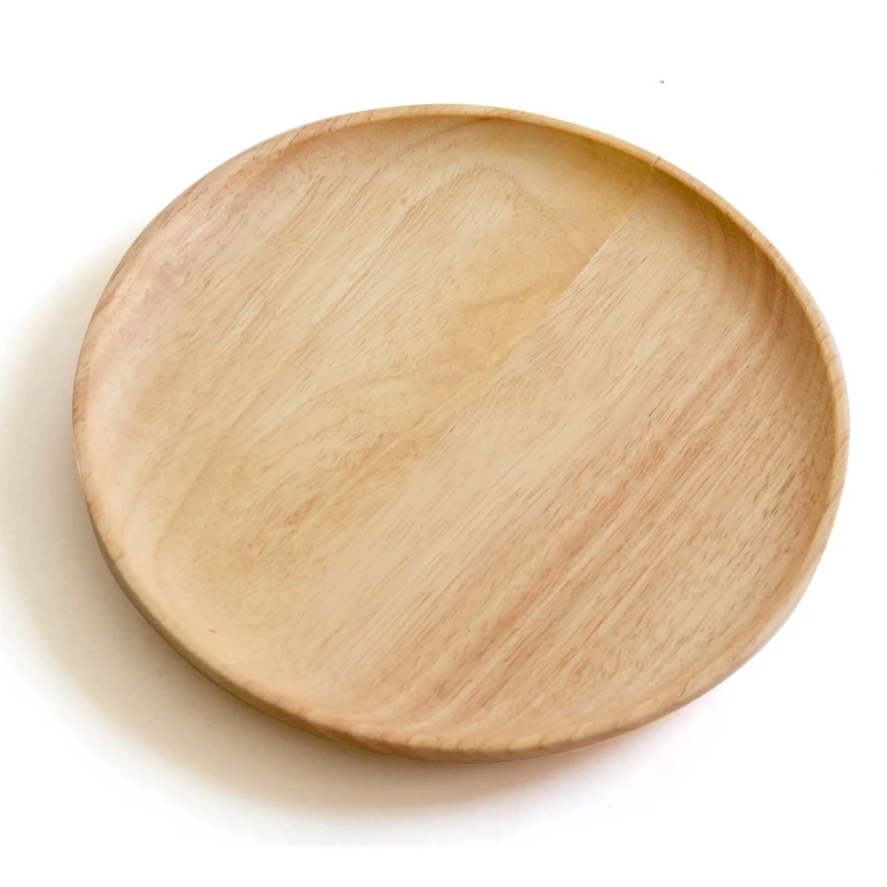 Rubber wood Round Japanese style Dinner Plate Beef Steak Fruit Snacks tray Tea tray Restaurant Storage plate Solid wood plates storage tray wooden serving tray kitchen tray bamboo organizer tray drink tray