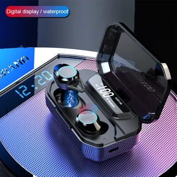 

TWS G02 Bluetooth Earphones V5.0 Wireless in ear-phones 9D Stereo Music IPX7 Waterproof Earbuds with 3300mAh Charging Case