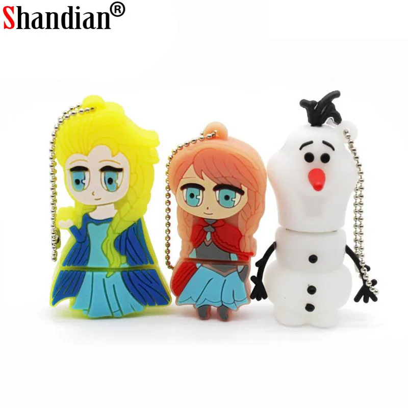 

SHANDIAN Fashion Elsa Anna Olaf usb flash drive cartoon pendrive 8gb 32gb lovely girl pendrives memory stick 16gb 64gb creative